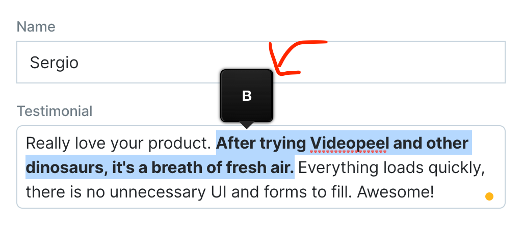 Bold text in the editor