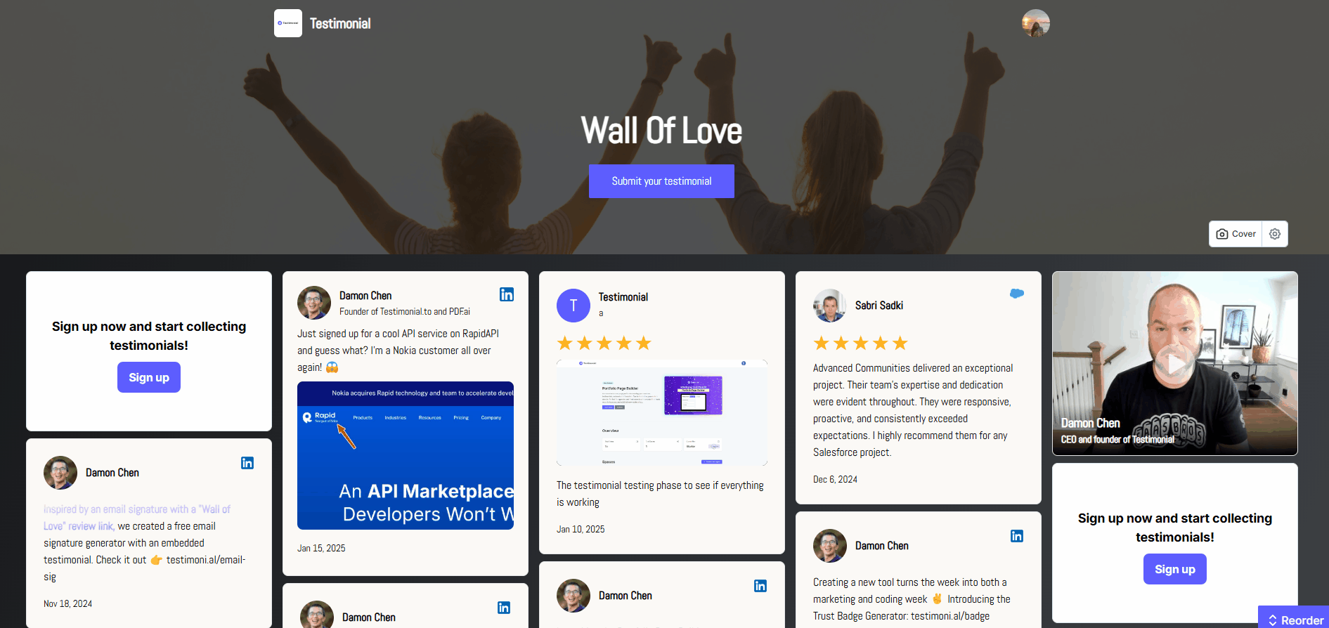 AI summary on a Wall of Love