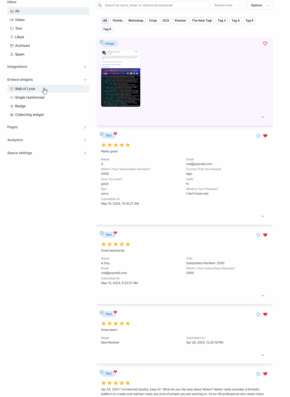 AI Style Generator for an embedded Wall of Love