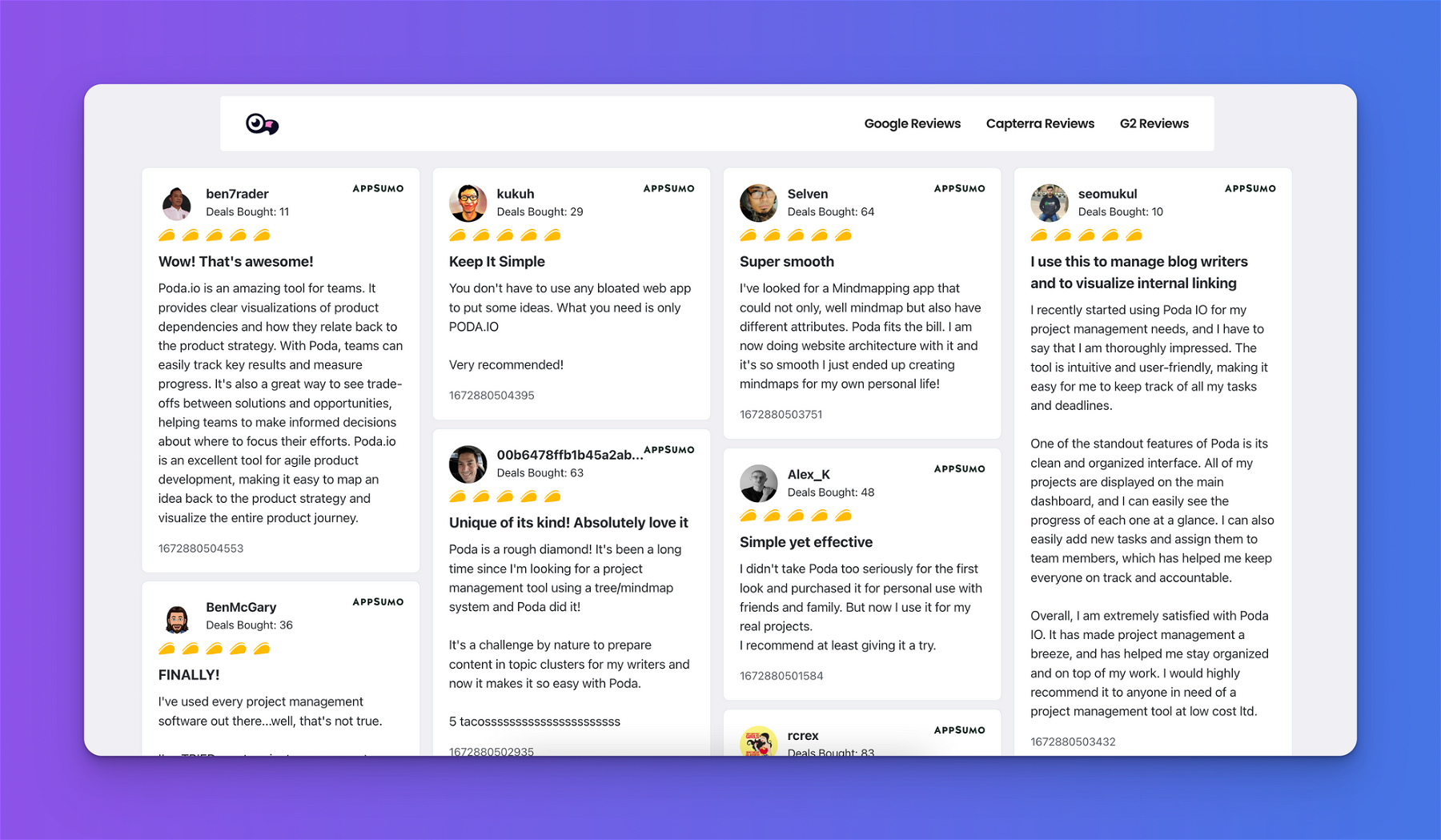 Import AppSumo reviews